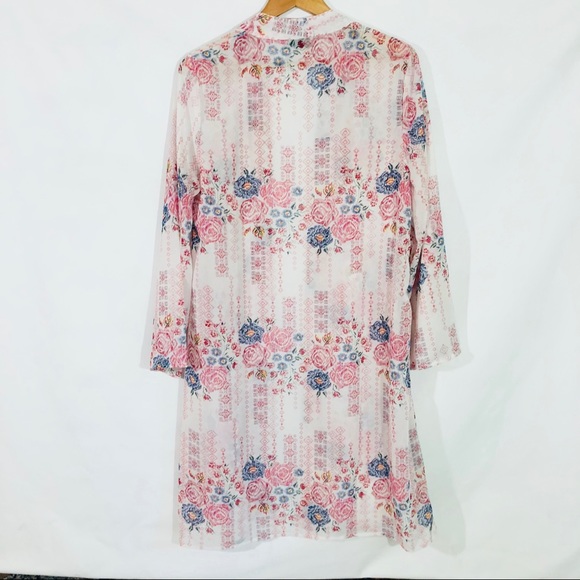 Jorja Sheer Floral Top BoHo Coverup Size Large - Picture 3 of 6